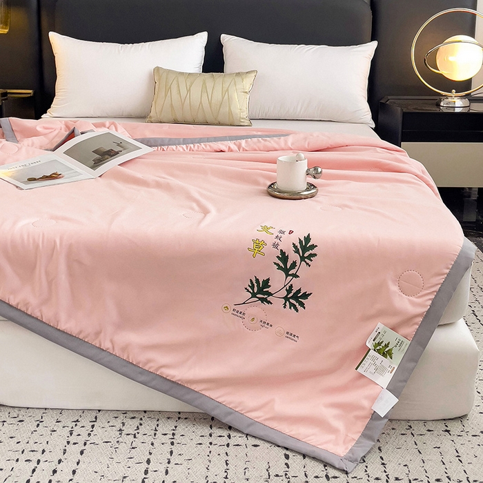 91家纺网 家纺一手货源 找家纺 鹿小帅纺织品 2024新款艾草驱蚊夏凉被 暖心玉