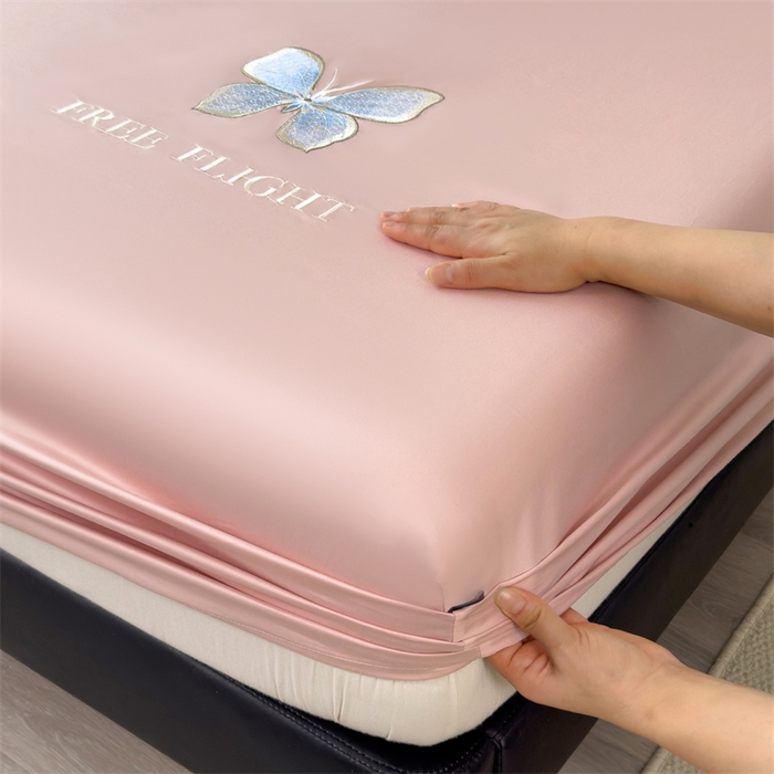 91家纺网 家纺一手货源 找家纺 鑫钰 2024秋冬新款全棉刺绣单层床笠单件枕套三件套-蝶舞 蝶舞-慕粉