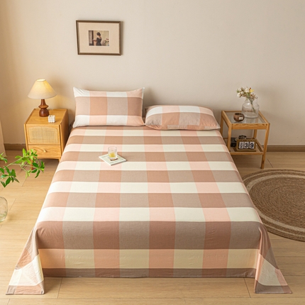 91家纺网 家纺一手货源 找家纺 卡伦家纺 2025新款全棉色织水洗棉床单学生宿舍单人双人床单系列粉大格