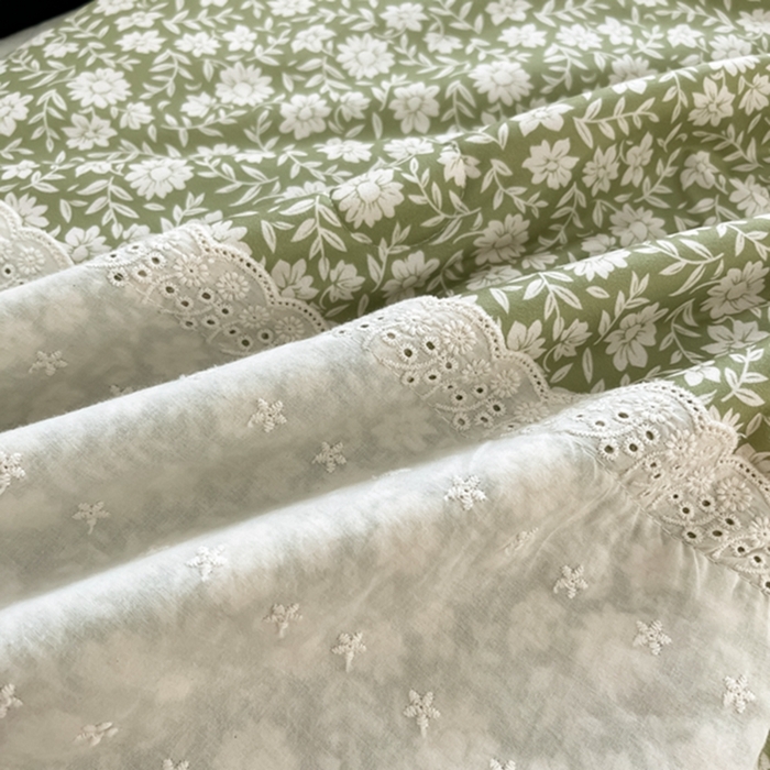91家纺网 家纺一手货源 找家纺 莱豫家纺 2024新款法式复古针织花边夏被春秋被 清雅绿