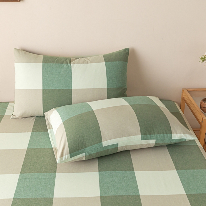 91家纺网 家纺一手货源 找家纺 卡伦家纺 2025新款全棉色织水洗棉床单学生宿舍单人双人床单系列绿大格