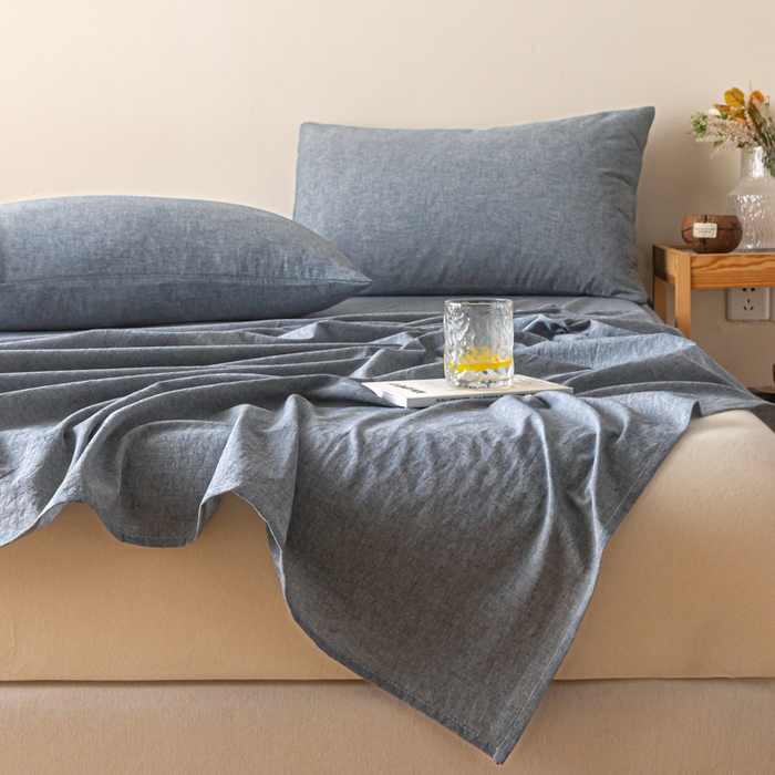 91家纺网 家纺一手货源 找家纺 卡伦家纺 2025新款全棉色织水洗棉床单学生宿舍单人双人床单系列绅士灰