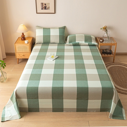 91家纺网 家纺一手货源 找家纺 卡伦家纺 2025新款全棉色织水洗棉床单学生宿舍单人双人床单系列绿大格