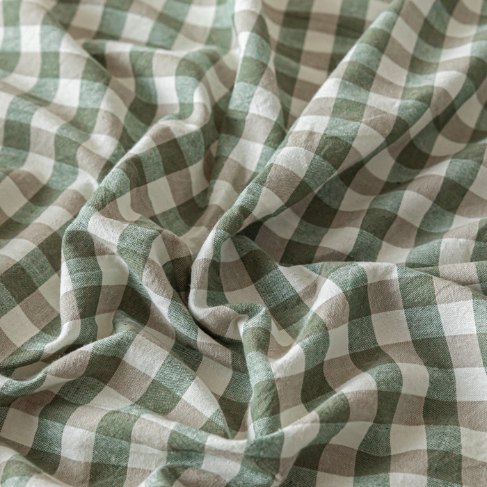 91家纺网 家纺一手货源 找家纺 卡伦家纺 2025新款全棉色织水洗棉床单学生宿舍单人双人床单系列绿小格