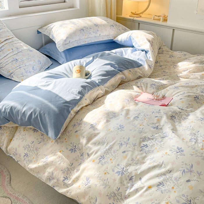 91家纺网 家纺一手货源 找家纺 2024新款全棉小清新印花单品套件--四件套 云梦泽