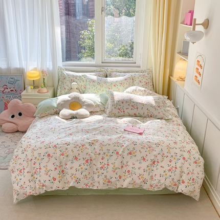 91家纺网 家纺一手货源 找家纺 （总）2024新款全棉小清新印花单品套件--四件套