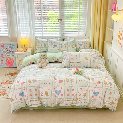 91家纺网 家纺一手货源 找家纺 （总）2024新款全棉小清新印花单品套件--四件套