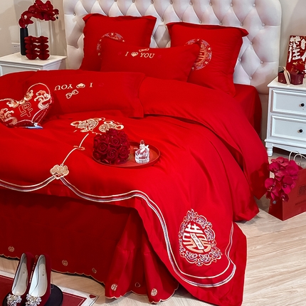 91家纺网 家纺一手货源 找家纺 （总）玉雅家纺 2025新款玉雅时尚磨毛刺绣床单款系列婚庆套件