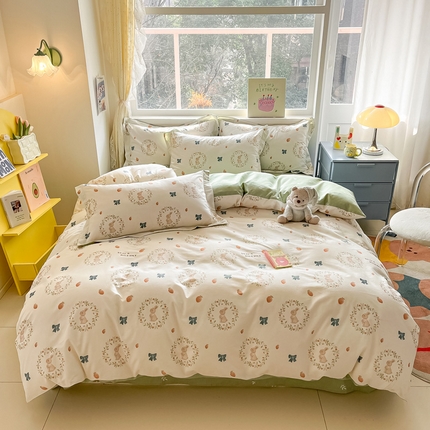 91家纺网 家纺一手货源 找家纺 （总）2024新款全棉小清新印花单品套件--四件套