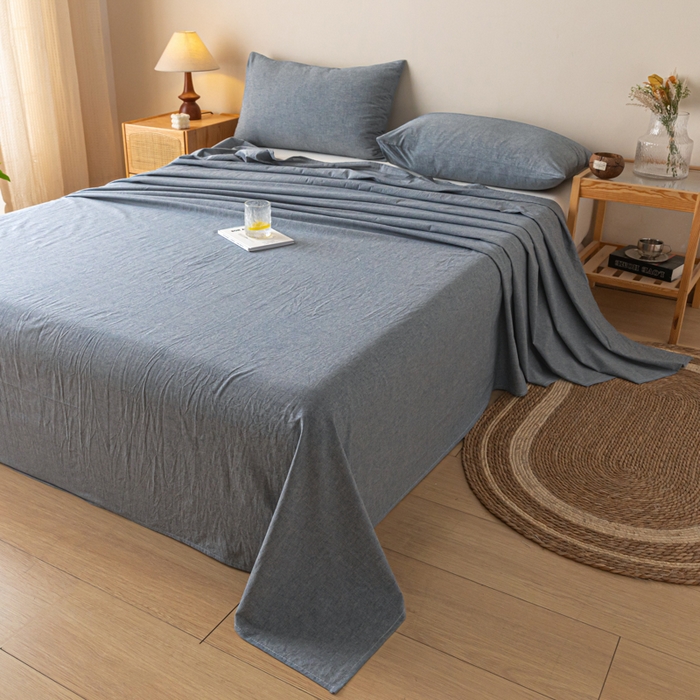 91家纺网 家纺一手货源 找家纺 卡伦家纺 2025新款全棉色织水洗棉床单学生宿舍单人双人床单系列绅士灰