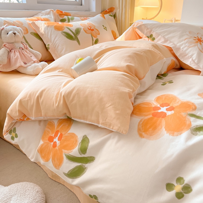 91家纺网 家纺一手货源 找家纺 2024新款全棉小清新印花单品套件--四件套 香榭