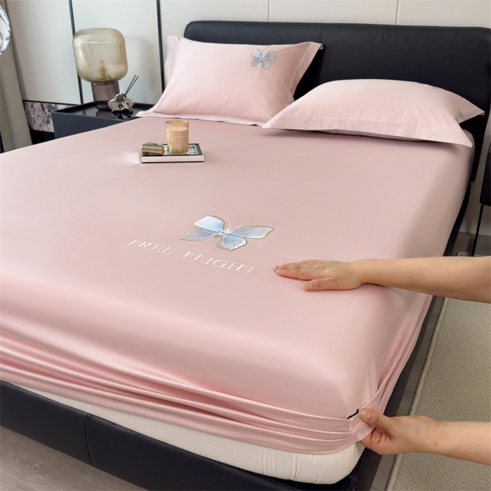 91家纺网 家纺一手货源 找家纺 鑫钰 2024秋冬新款全棉刺绣单层床笠单件枕套三件套-蝶舞 蝶舞-慕粉