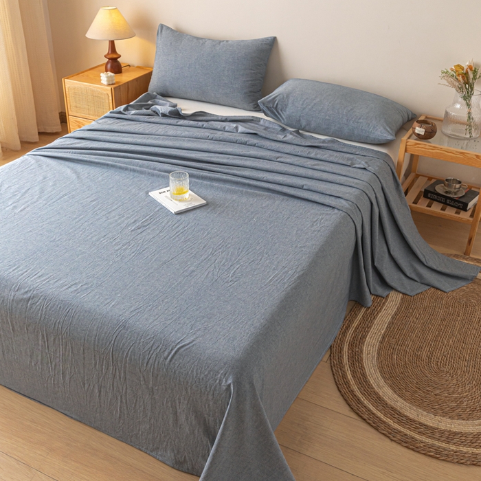 91家纺网 家纺一手货源 找家纺 卡伦家纺 2025新款全棉色织水洗棉床单学生宿舍单人双人床单系列绅士灰