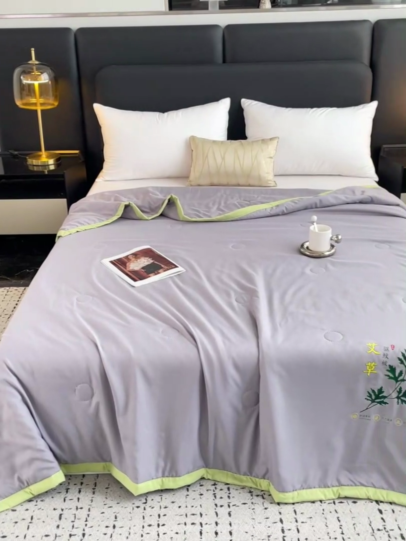 91家纺网 家纺一手货源 找家纺 鹿小帅纺织品 2024新款艾草驱蚊夏凉被 高级灰