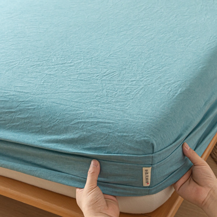 91家纺网 家纺一手货源 找家纺 卡伦家纺 2025全棉色织水洗棉单层床笠席梦思保护套 海兰青年