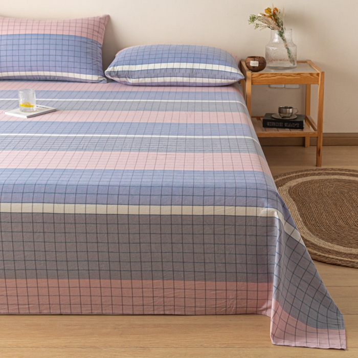 91家纺网 家纺一手货源 找家纺 卡伦家纺 2025新款全棉色织水洗棉床单学生宿舍单人双人床单系列马丁粉