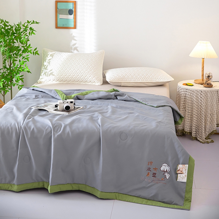 91家纺网 家纺一手货源 找家纺 鹿小帅纺织品 2024新款棉麻大豆夏被 高级灰