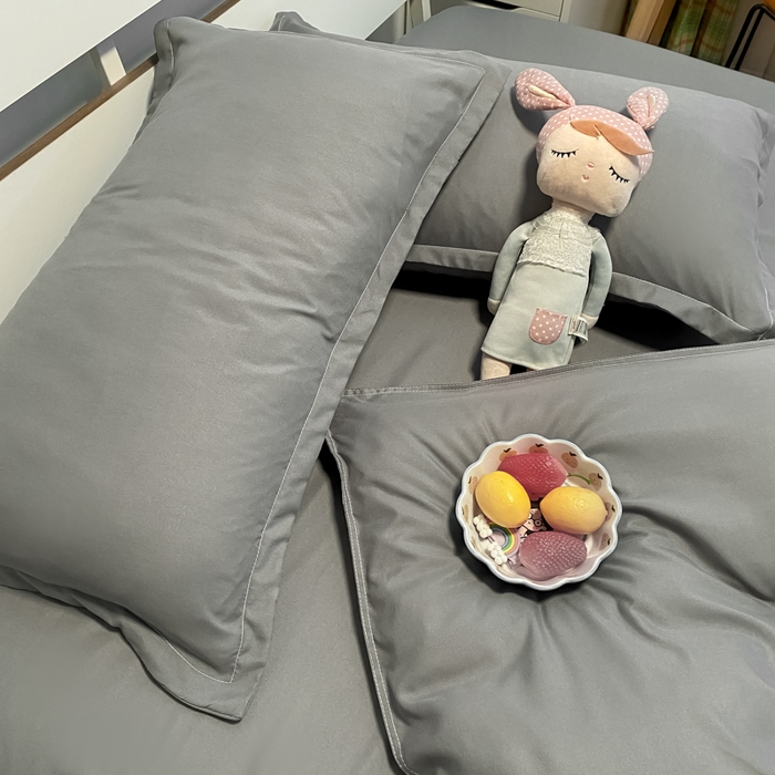 91家纺网 家纺一手货源 找家纺 悦织湾家纺 2025新款纯色床单款芦荟棉四件套 洛卡灰