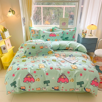 91家纺网 家纺一手货源 找家纺 （总）2024新款全棉小清新印花单品套件--四件套