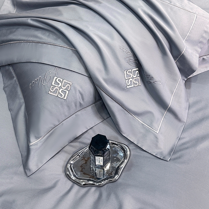 91家纺网 家纺一手货源 找家纺 琉宿家纺 2025新款50s双股长绒棉绣花四件套 时尚格调-绅士灰