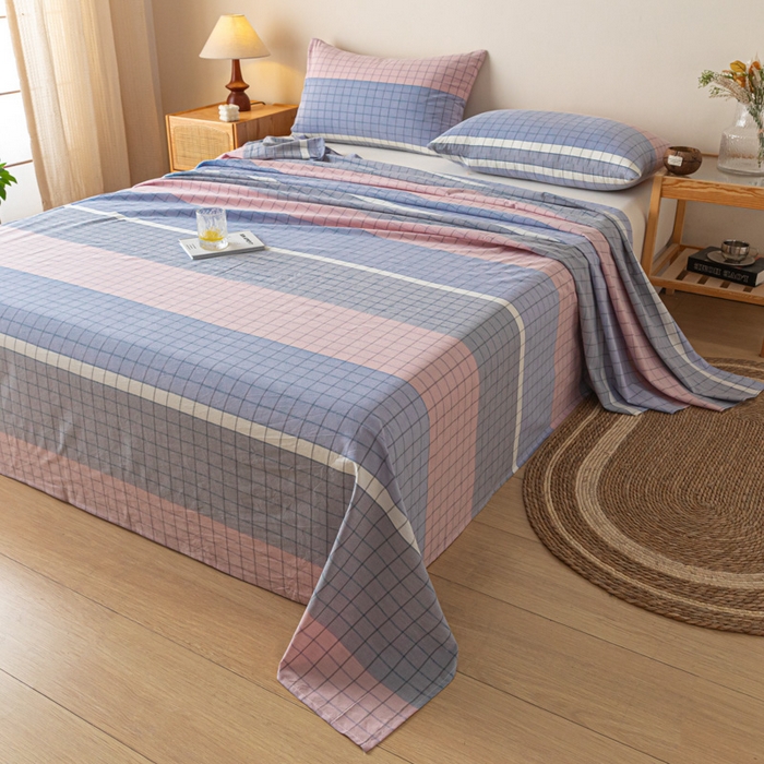 91家纺网 家纺一手货源 找家纺 卡伦家纺 2025新款全棉色织水洗棉床单学生宿舍单人双人床单系列马丁粉