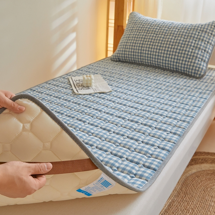 91家纺网 家纺一手货源 找家纺 鑫钰 2025新款学生宿舍A类水洗棉大豆夹棉系列-简格 简格-蓝小格