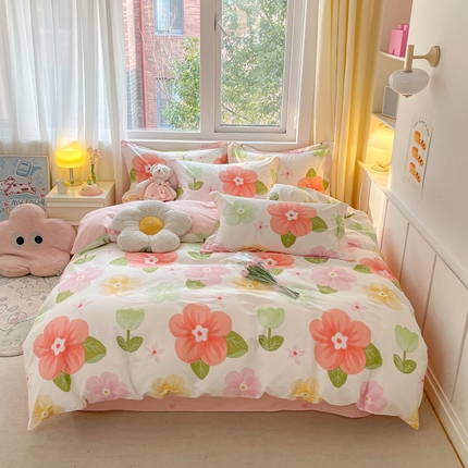 91家纺网 家纺一手货源 找家纺 （总）2024新款全棉小清新印花单品套件--四件套