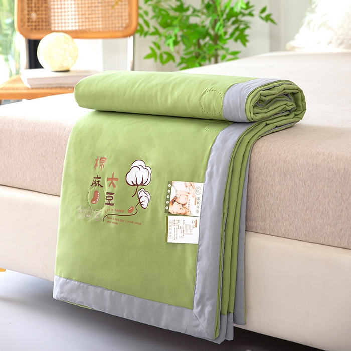 91家纺网 家纺一手货源 找家纺 鹿小帅纺织品 2024新款棉麻大豆夏被 橄榄绿