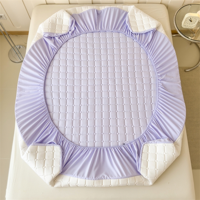 91家纺网 家纺一手货源 找家纺 2025新款A类大豆夹棉刺绣床笠系列-趴趴熊猫 趴趴熊猫-天空紫