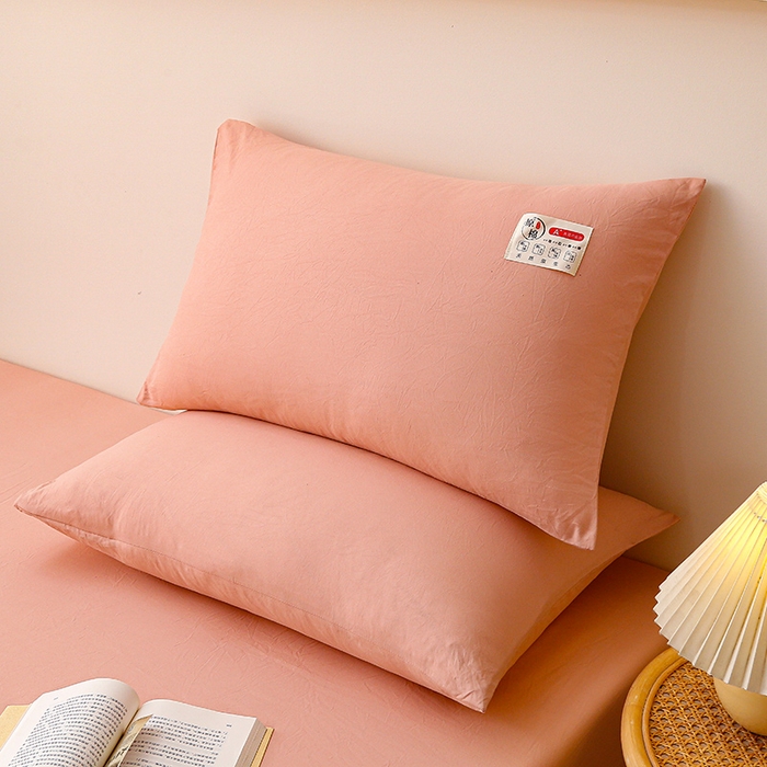 91家纺网 家纺一手货源 找家纺 2024新款A类云朵棉纯色枕套（口袋枕） 浅豆沙