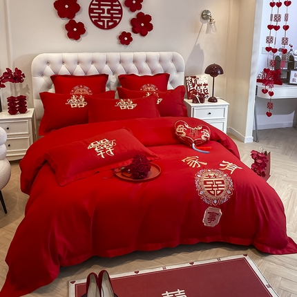 91家纺网 家纺一手货源 找家纺 （总）玉雅家纺 2025新款玉雅时尚磨毛刺绣床单款系列婚庆套件