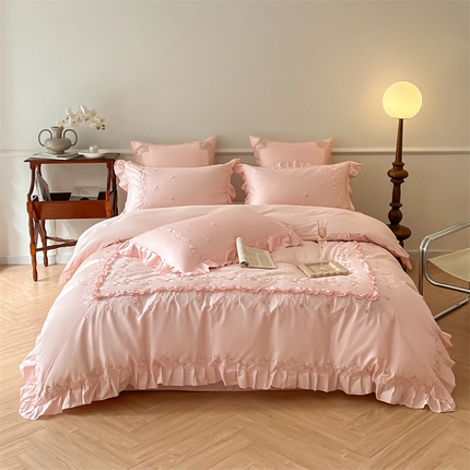 91家纺网 家纺一手货源 找家纺 美娘阁2025新款双股长绒棉居家款四件套 苏菲的梦