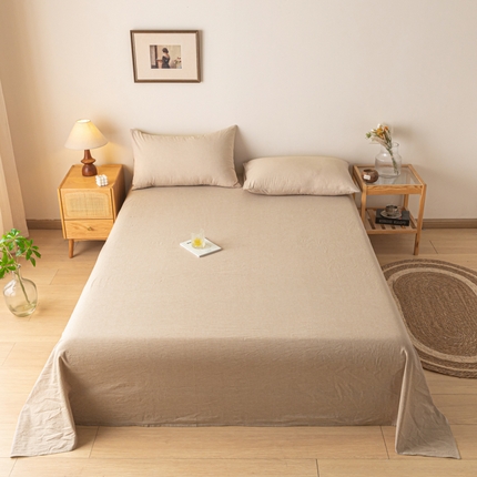 卡伦家纺 2025新款全棉色织水洗棉床单学生宿舍单人双人床单系列咖青年