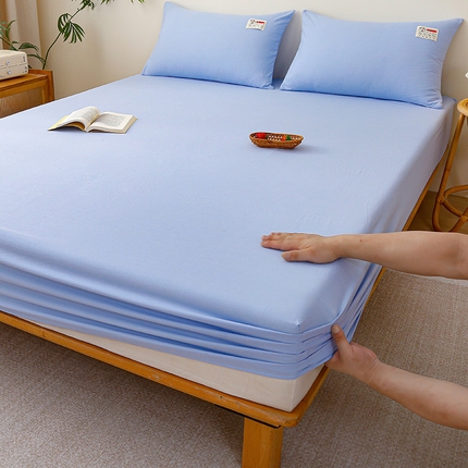 91家纺网 家纺一手货源 找家纺 2024新款A类云朵棉纯色床笠 兰灰