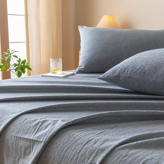 91家纺网 家纺一手货源 找家纺 卡伦家纺 2025新款全棉色织水洗棉床单学生宿舍单人双人床单系列绅士灰