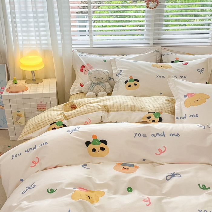 91家纺网 家纺一手货源 找家纺 2024新款全棉小清新印花单品套件--四件套 西西假日