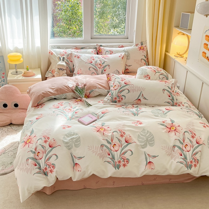 91家纺网 家纺一手货源 找家纺 2024新款全棉小清新印花单品套件--四件套 长歌行