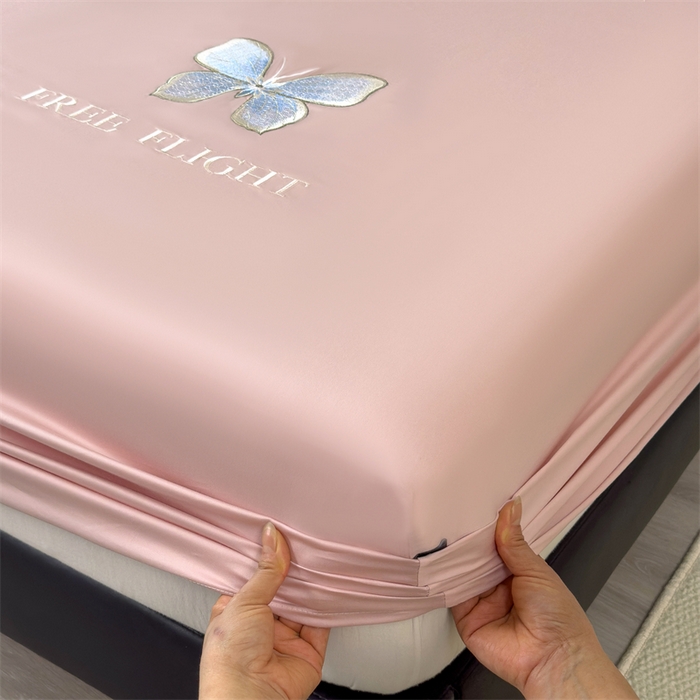 91家纺网 家纺一手货源 找家纺 鑫钰 2024秋冬新款全棉刺绣单层床笠单件枕套三件套-蝶舞 蝶舞-慕粉