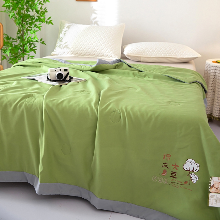 91家纺网 家纺一手货源 找家纺 鹿小帅纺织品 2024新款棉麻大豆夏被 橄榄绿