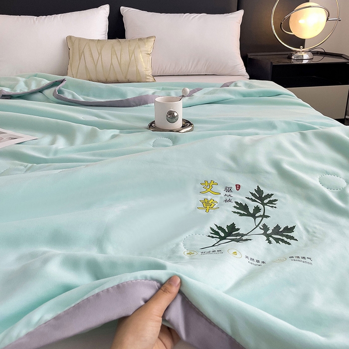 91家纺网 家纺一手货源 找家纺 鹿小帅纺织品 2024新款艾草驱蚊夏凉被 天际蓝