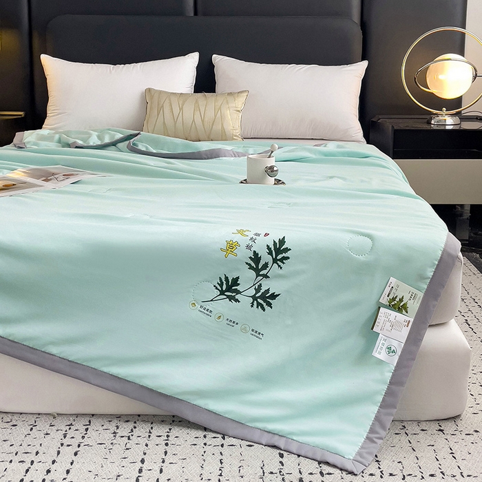 91家纺网 家纺一手货源 找家纺 鹿小帅纺织品 2024新款艾草驱蚊夏凉被 天际蓝