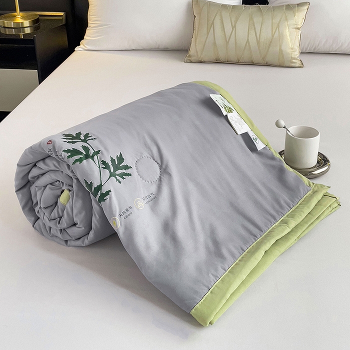 91家纺网 家纺一手货源 找家纺 鹿小帅纺织品 2024新款艾草驱蚊夏凉被 高级灰