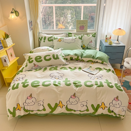 91家纺网 家纺一手货源 找家纺 （总）2024新款全棉小清新印花单品套件--四件套