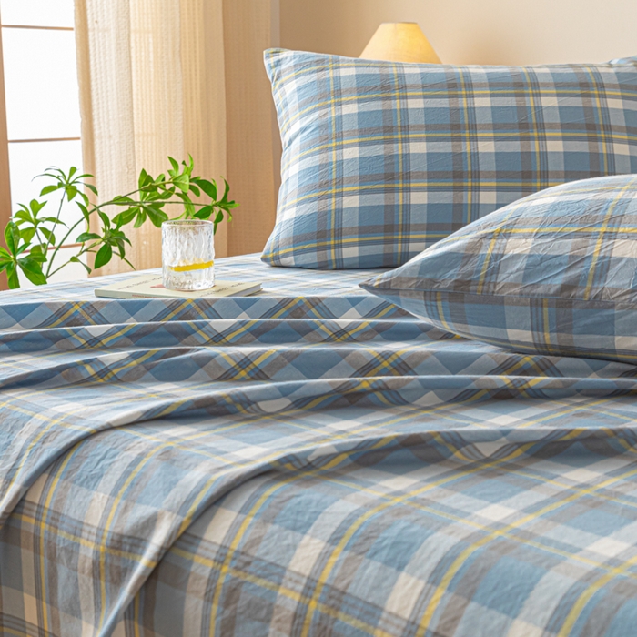 91家纺网 家纺一手货源 找家纺 卡伦家纺 2025新款全棉色织水洗棉床单学生宿舍单人双人床单系列莫妮兰