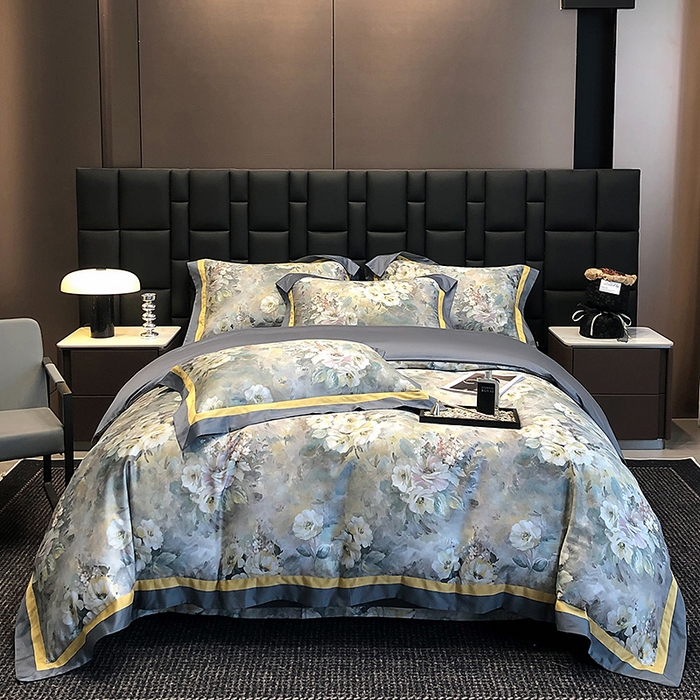 91家纺网 家纺一手货源 找家纺 东方名伶 2024新款50S全棉数码印花长绒棉四件套 花海