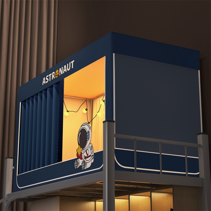 91家纺网 家纺一手货源 找家纺 佳梦家纺 2024新款烫画自连接学生遮光蚊帐 蓝-宇航员