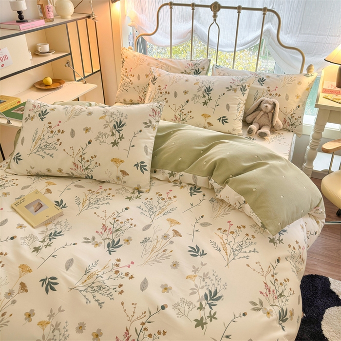 91家纺网 家纺一手货源 找家纺 名兮 2024新款全棉亲肤印花四件套 东篱