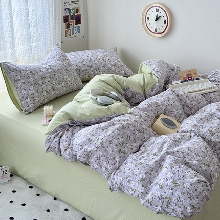 91家纺网 家纺一手货源 找家纺 （总）希丞家居 2024新款小清新高克重提花水洗棉四件套（提供买家秀）
