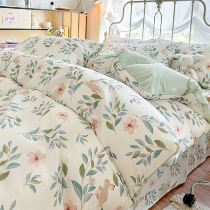 名兮 2024新款全棉亲肤印花四件套 轻纱漫舞