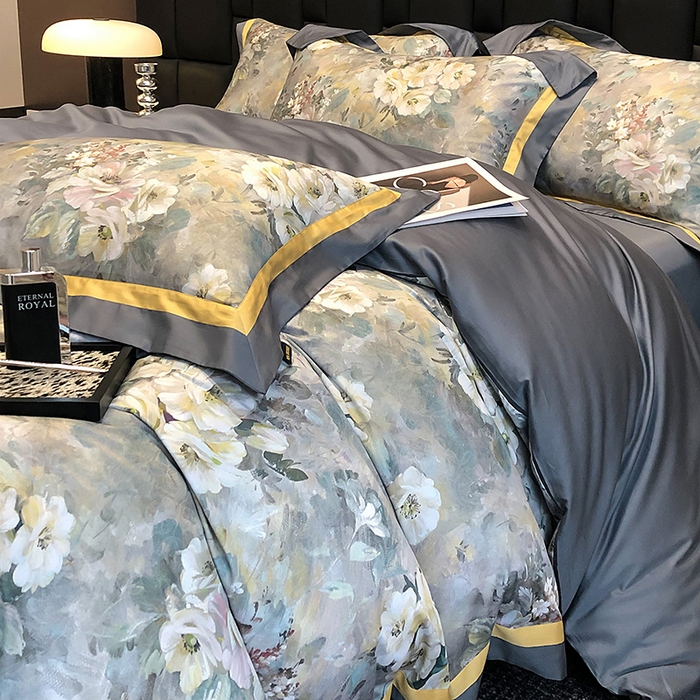 91家纺网 家纺一手货源 找家纺 东方名伶 2024新款50S全棉数码印花长绒棉四件套 花海